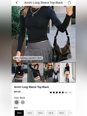 Princess Polly Black Long Sleeve Fitted Top